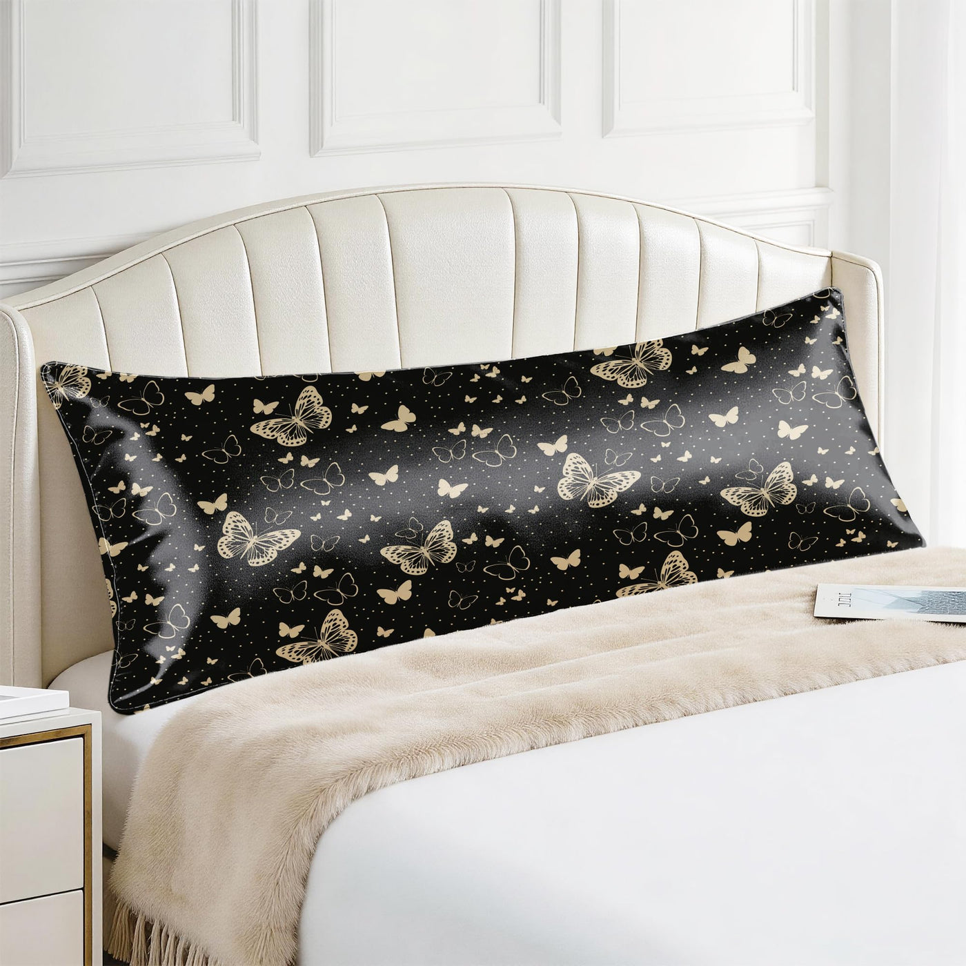 EXQ Home Silky Satin Pillowcase for Hair and Skin,Printed Pillow Cases Standard Size Set of 2 Satin Pillow Case 2 Pack with Envelope Closure(Ink Leaf, 20x26)