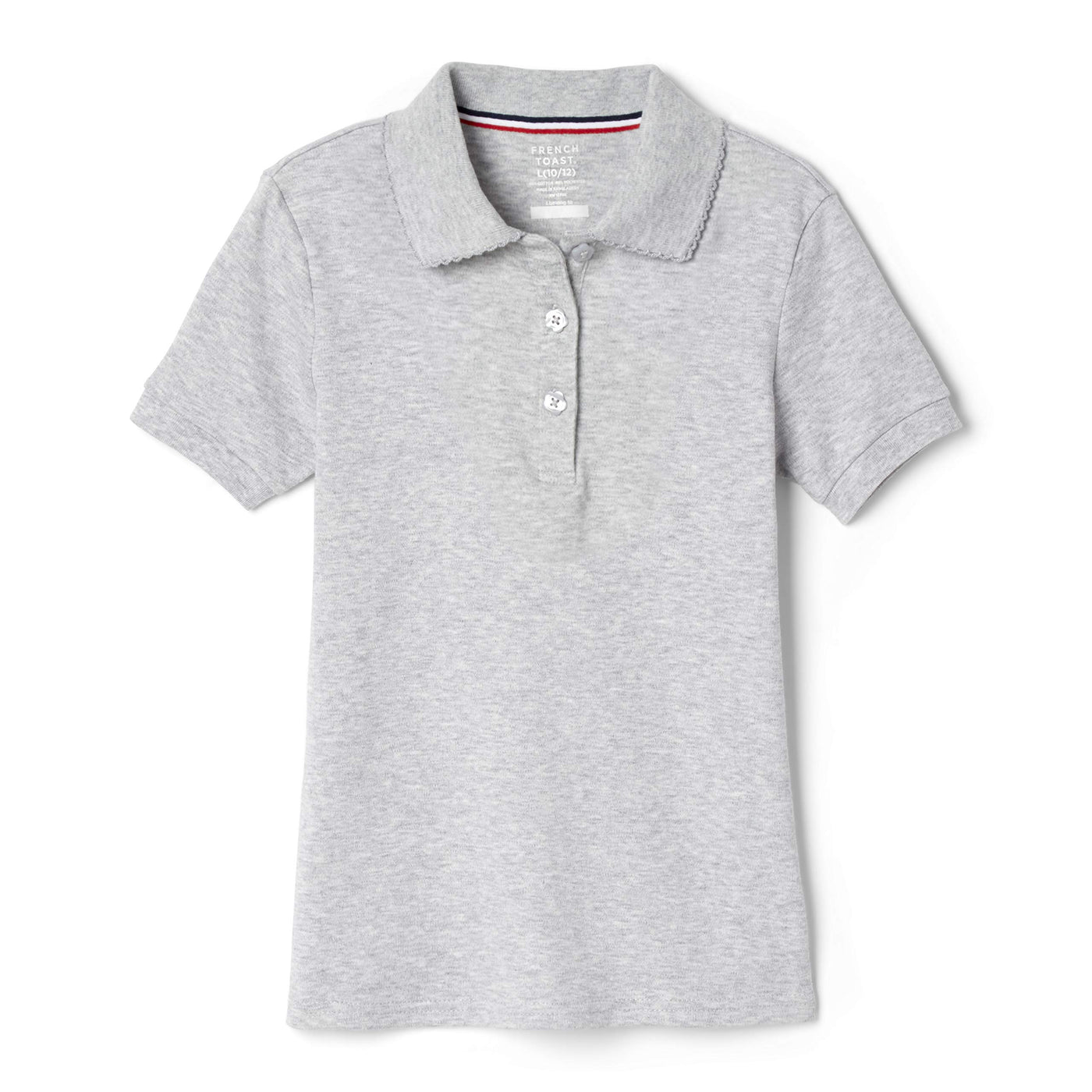 French Toast Girls' Short Sleeve Picot Collar Polo School Uniform Shirt (Standard and Plus)