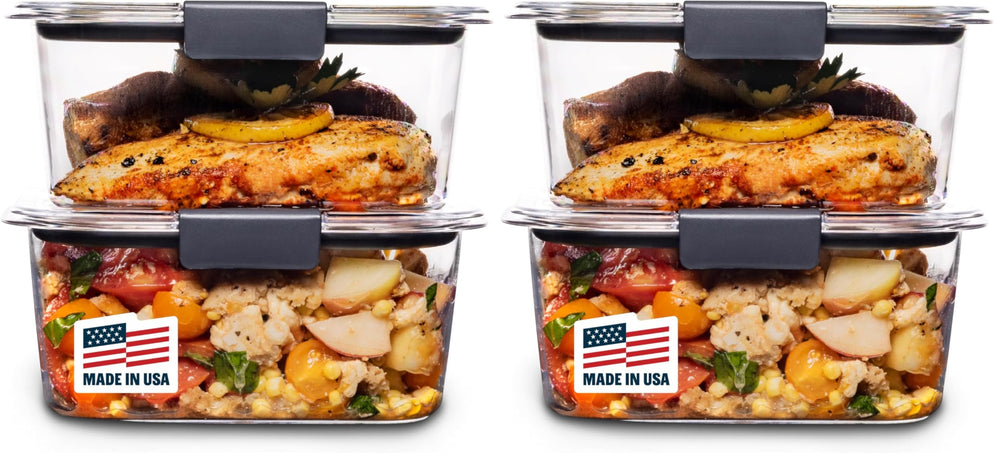 Rubbermaid Brilliance Tritan Plastic Food Storage Containers BPA Free Airtight Lids Ideal for Lunch Meal Prep & Leftovers Set of 5 (3.2 Cup)