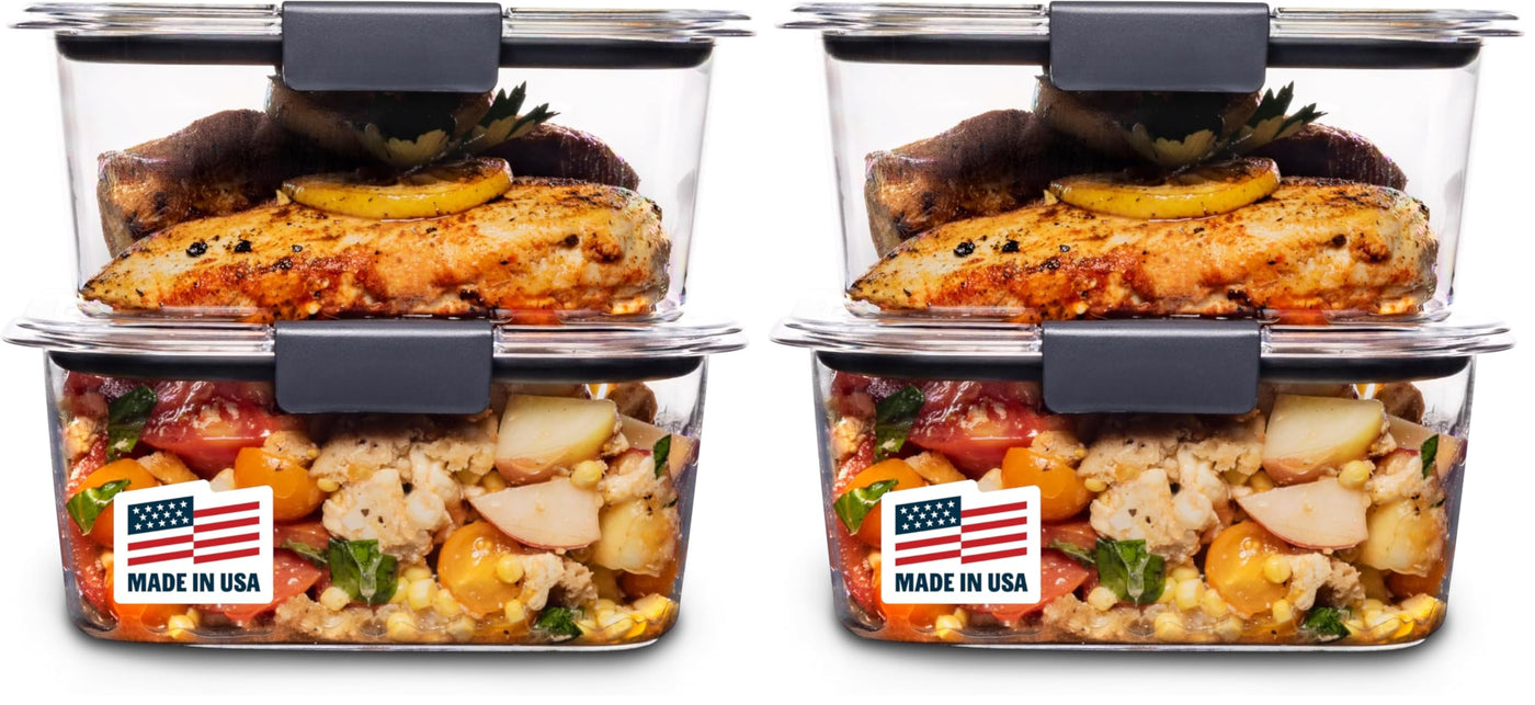 Rubbermaid Brilliance Tritan Plastic Food Storage Containers BPA Free Airtight Lids Ideal for Lunch Meal Prep & Leftovers Set of 5 (3.2 Cup)