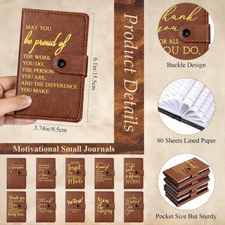 Dispowreath 10 Sets Thank You Leather Journal Bulk Fathers Day Coworkers Gift Inspirational Notebook with Bamboo Pen CNA Week Gift Appreciation Notepad for Employee Teacher Nurse Staff (Dark Brown)