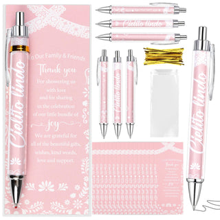 Serencatcher 30 Sets Mexican Talavera Terracotta Birthday Party Favor Pens, Guest Gift Ballpoint Pens with Thank You Cards, OPP Bags and Twist Ties, Fiesta Theme Birthday Party Supplies