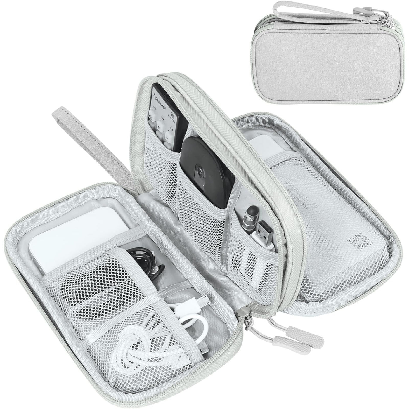 FYY Travel Cable Organizer Pouch Electronic Accessories Carry Case Portable Waterproof Double Layers All-in-One Storage Bag for Cord, Charger, Phone, Earphone Black