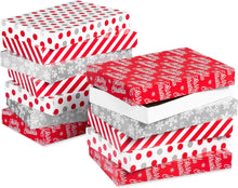 American Greetings Christmas Gift Boxes, Red, White and Silver Christmas Patterns (12-Boxes, 14.75 in. x 9.5 in.)