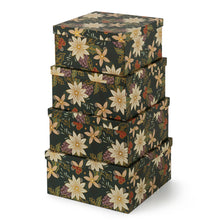 Soul & Lane Christmas Square Decorative Boxes with Lids - Set of 4 - Festive Red, Reusable Large Nesting Holiday Gift Boxes for Presents and Décor