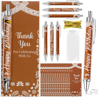 Serencatcher 30 Sets Mexican Talavera Terracotta Birthday Party Favor Pens, Guest Gift Ballpoint Pens with Thank You Cards, OPP Bags and Twist Ties, Fiesta Theme Birthday Party Supplies