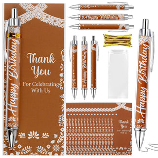 Serencatcher 30 Sets Mexican Talavera Terracotta Birthday Party Favor Pens, Guest Gift Ballpoint Pens with Thank You Cards, OPP Bags and Twist Ties, Fiesta Theme Birthday Party Supplies