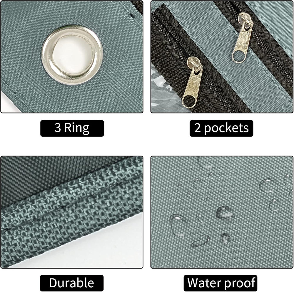 YoeeJob 2 Pack 1 Inch Expandable Zipper Pencil Pouches with Clear Window for 3 Ring Binder, Suitable for School & Office (Grey)