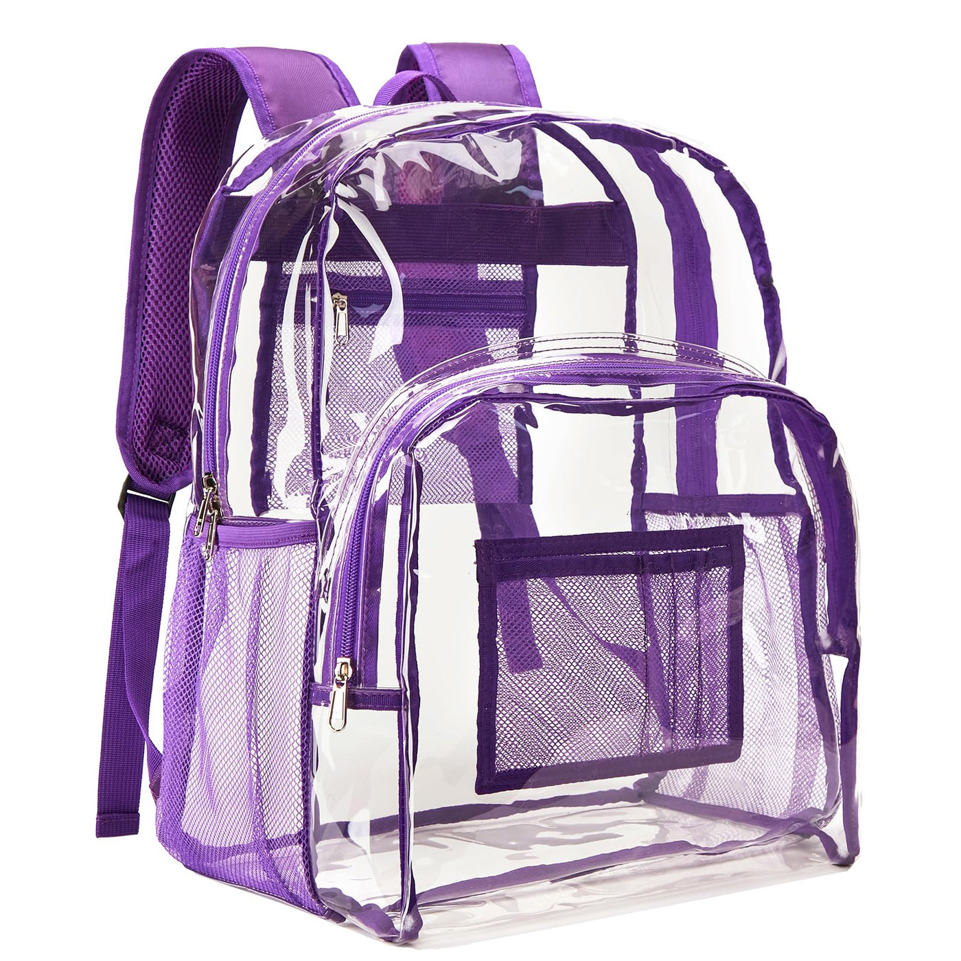 Vorspack Clear Backpack Heavy Duty PVC Transparent Backpack with Reinforced Strap Stitches & Large Capacity for College Workplace Security - Black