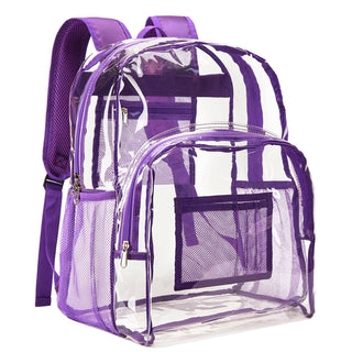 Vorspack Clear Backpack Heavy Duty PVC Transparent Backpack with Reinforced Strap Stitches & Large Capacity for College Workplace Security - Black