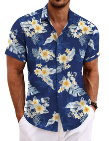 COOFANDY Men's Linen Shirts Short Sleeve Casual Shirts Button Down Shirt for Men Beach Summer Wedding Shirt