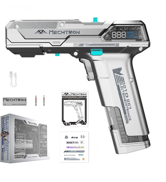 Cyberpunk Gun-Shaped AI Smart 8V Dual-Speed Hammer Drill, Cool Gadget Gifts for Men, Boyfriend, Husband, Dad, Boss, Gamers, Tech Lovers (Silver, 8-Piece Accessory Kit)