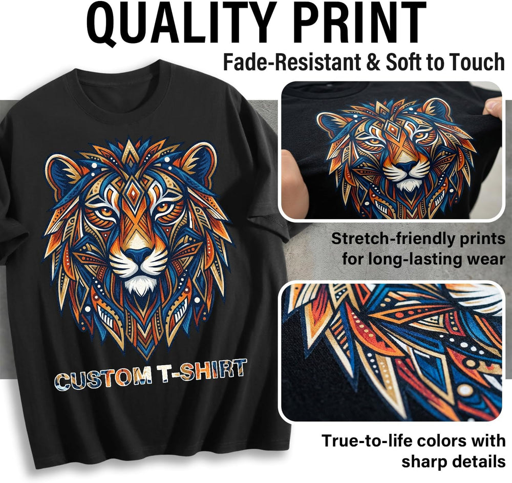 Custom T Shirts with Photo/Logo/Text - Personalized Comfort Cotton Tee for Men Women Design Your Own Shirt Front & Back Print