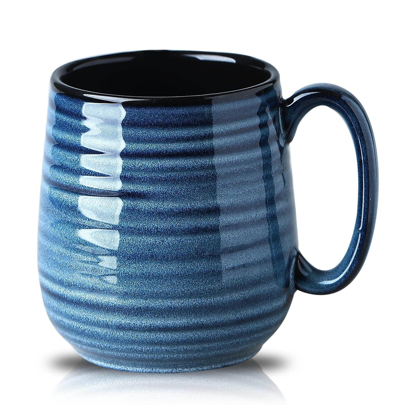 HASENSE Coffee Mugs Gift Set, 20 oz Ceramic Coffee Cups for Men and Women, Premium Large Tea Cups Gift Box with Coaster & Gold Spoon, Blue Couple Mugs for Wedding Holiday