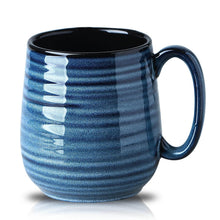 HASENSE Coffee Mugs Gift Set, 20 oz Ceramic Coffee Cups for Men and Women, Premium Large Tea Cups Gift Box with Coaster & Gold Spoon, Blue Couple Mugs for Wedding Holiday