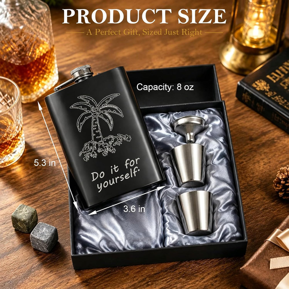 Personalized Photo Flask Custom Engraved Stainless Steel Liquor Flask 8oz Unique Gift Men Husband Dad Groomsmen Wedding Birthday Anniversary Fathers Day (Custom Design)