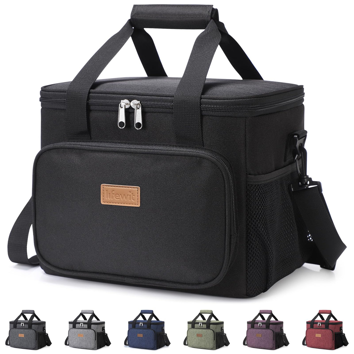 Lifewit Medium Lunch Bag, Insulated Lunch Box, Soft Cooler Cooling Tote for Adult Men Women, Black 12-Can (9L)