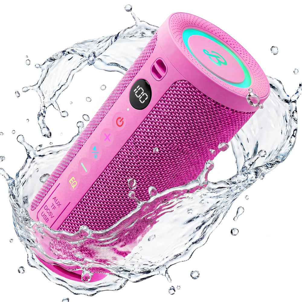 BassBloom Roar 3 Portable Bluetooth Speaker,20W Powerful Sound with JIKE Bass,IPX6 Waterproof,24H Playtime,Bluetooth 5.4,RGB Lights,Wireless TWS Pairing,Outdoor for Camping and Beach (Black)