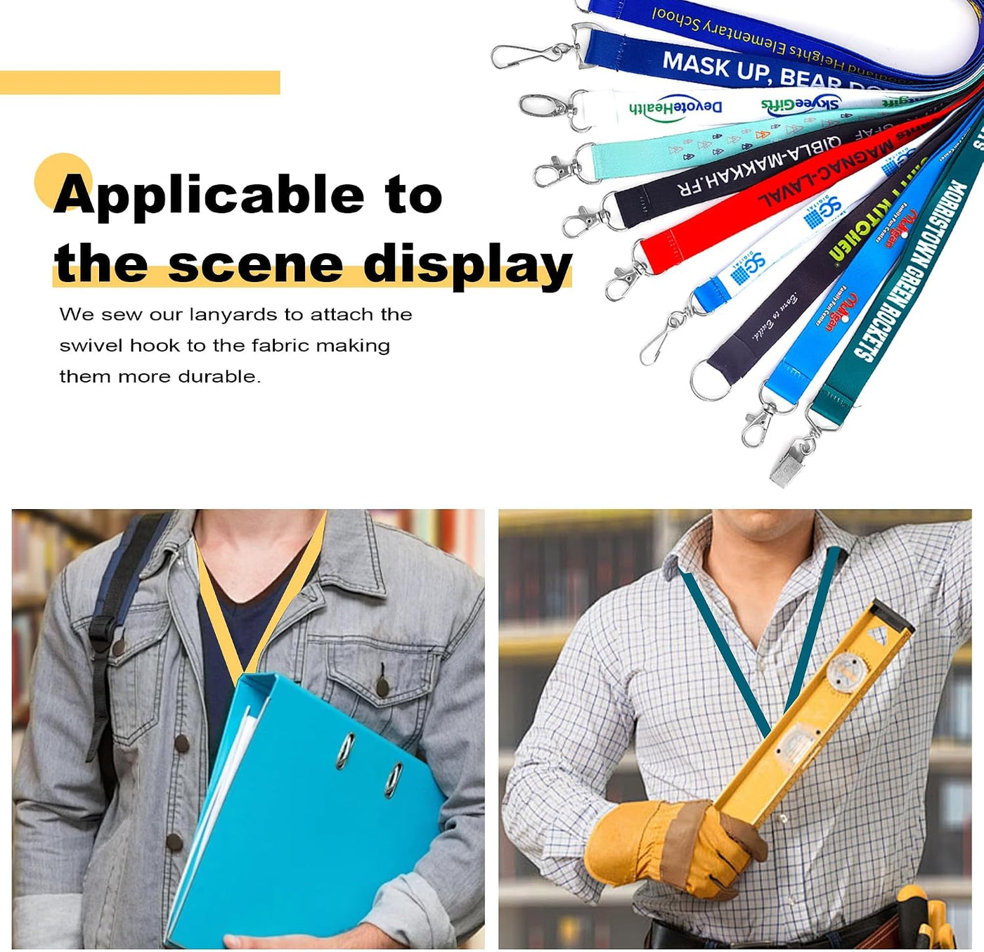 Auroyagift Personalized Lanyard with Logo Text Name 5/10/100/1000PCS, Neck Straps Keychains Customize For Women Men, ID Badges,Keys Office School Event