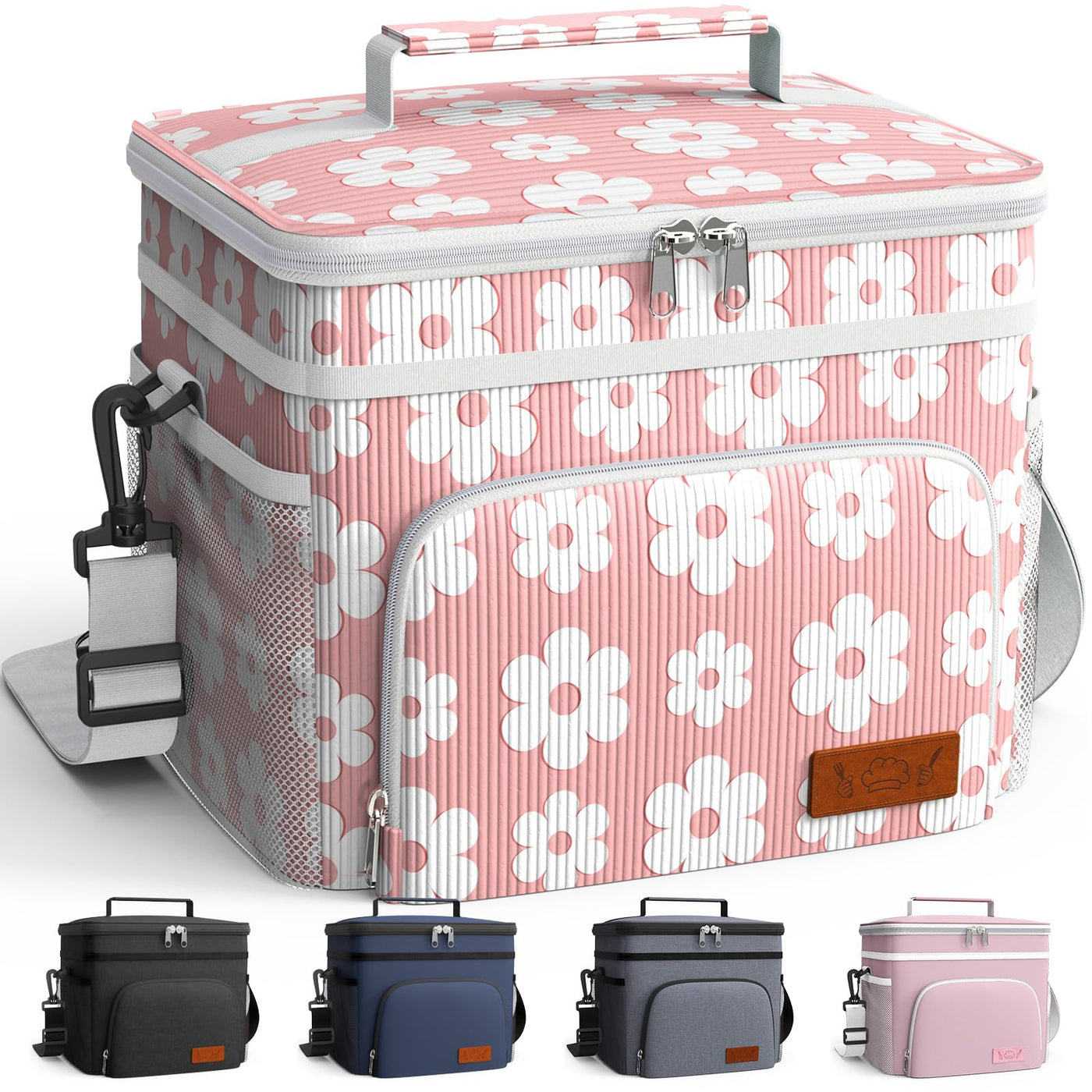 HOTOR Insulated Lunch Box for Men & Women - Leak-Proof Cooler Lunch Bag with 4 Pockets, Adjustable Strap, Ideal for Work, Picnic, Travel - Medium, Black, 10.2"×6.9"×8.5"