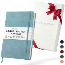 BEECHMORE BOOKS Premium Lined Leather Journal for Men & Women, 5" x 8" (A5) Thick 120gsm Ivory Cream Paper Notebook, Hardcover Vegan Leather Personal Diary, With Gift Box (Chestnut Brown)