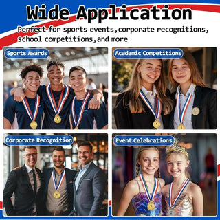 RAINFLOW 9 Pieces Gold Silver Bronze Award Medals - 1st 2nd 3rd Place Metal Olympic Style for Sports, Competitions, Talent Shows, 2 Inches Winner Medals with Neck Ribbon