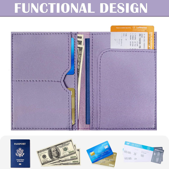 COSHAYSOO Purple Passport Cover Holder and Initial Luggage Tag Set TSA Approved with Personalized Monogram Chenille Letter Patch for Women Teen Girls, Cute Travel Bag Suitcase Identifier (A) - hover image