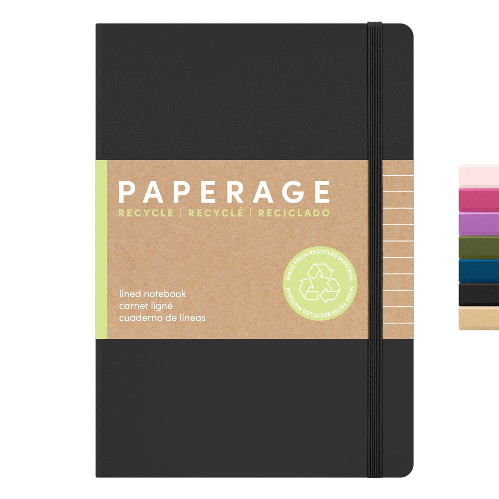 PAPERAGE Recycled Lined Journal Notebook, (Kraft), 160 Pages, Medium 5.6 in x 8 in - 100 GSM Thick Paper – College Ruled, Hardcover Journaling Notebook for Work, School & Note Taking