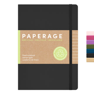 PAPERAGE Recycled Lined Journal Notebook, (Kraft), 160 Pages, Medium 5.6 in x 8 in - 100 GSM Thick Paper – College Ruled, Hardcover Journaling Notebook for Work, School & Note Taking