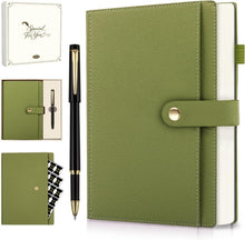 A5 Lined Leather Journal Notebook, Hardcover Journal Set with Pen, Monthly Index Tabs and Gift Box, 320 Pages 100GSM Thick Paper, Thick Daily Diary, Journal for Women, Men, School, Travel, Work(Green)