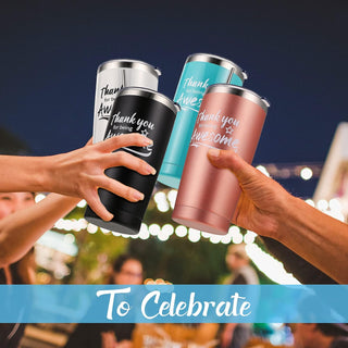 Sieral 8 Pieces Thank You for Being Awesome Tumbler, Thank You Supplies for Women Men 20oz Insulated Stainless Steel Travel Tumbler with Lid and Straw Appreciation Gift with Keychain (Classic Color)