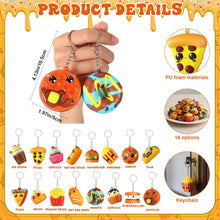 16 Pcs Squeeze Keychains Gifts Bulk, Cute Slow Rise Stress Hamburger Popcorn Taco Ice Cream Pizza Smore Kawaii Food Keychains for Birthday Party Favors