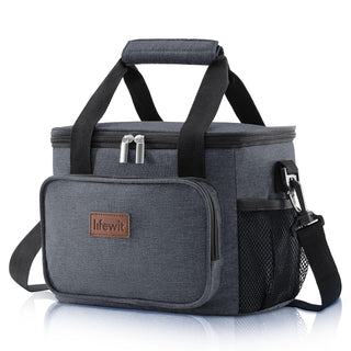Lifewit Medium Lunch Bag, Insulated Lunch Box, Soft Cooler Cooling Tote for Adult Men Women, Black 12-Can (9L)