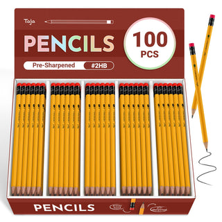 Taja 50 Pack Wood-Cased #2 HB Pencils, Bulk Pre-Sharpened Pencils with Top Erasers, Perfect for School & Classroom Writing and Drawing - Macaron