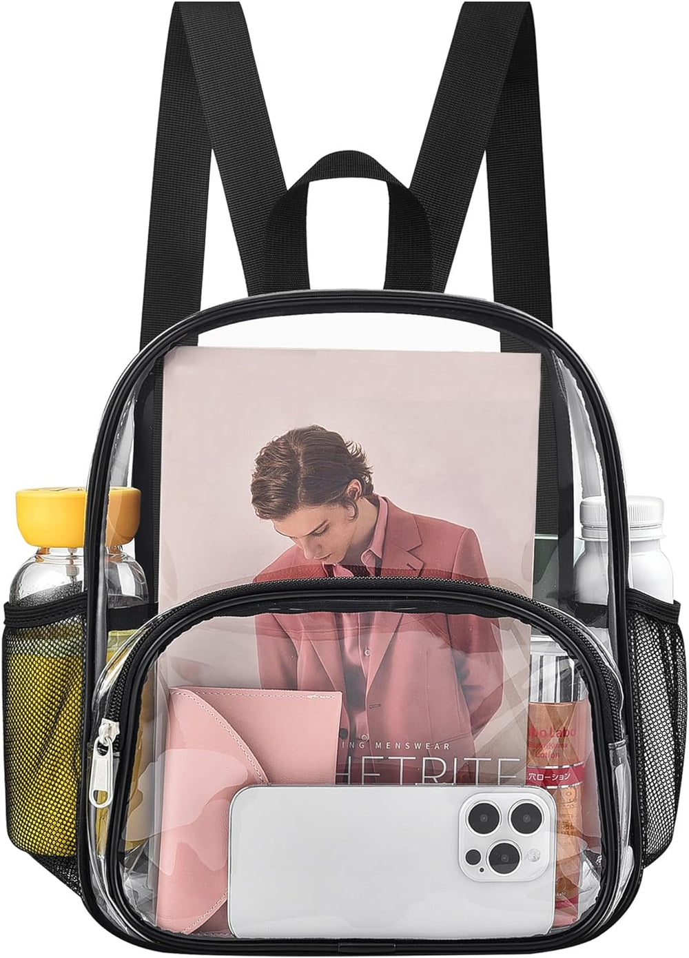 Busiuw Clear Backpack for Stadium Events Stadium Approved Clear Backpack 12x12x6 with Front Pocket for Concert Sport Fashion Women Backpack Events Work Travel