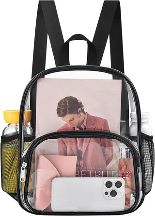 Busiuw Clear Backpack for Stadium Events Stadium Approved Clear Backpack 12x12x6 with Front Pocket for Concert Sport Fashion Women Backpack Events Work Travel