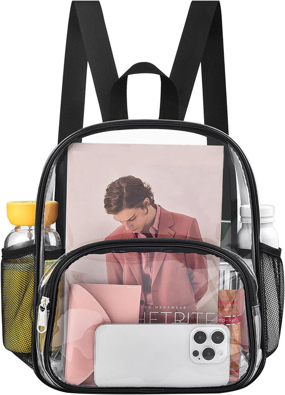 Busiuw Clear Backpack for Stadium Events Stadium Approved Clear Backpack 12x12x6 with Front Pocket for Concert Sport Fashion Women Backpack Events Work Travel