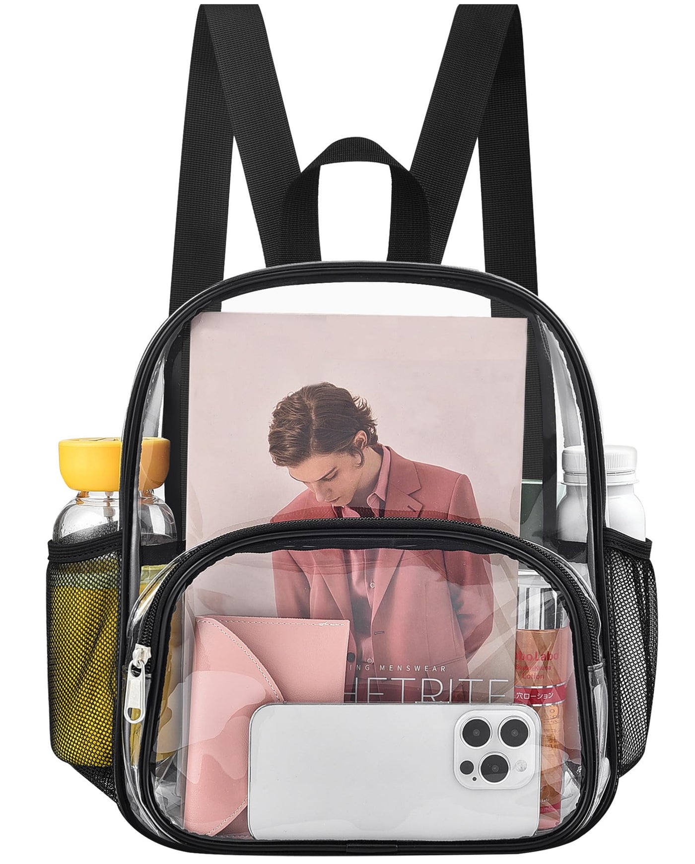 Busiuw Clear Backpack for Stadium Events Stadium Approved Clear Backpack 12x12x6 with Front Pocket for Concert Sport Fashion Women Backpack Events Work Travel