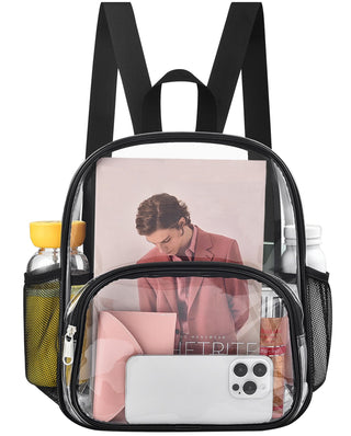 Busiuw Clear Backpack for Stadium Events Stadium Approved Clear Backpack 12x12x6 with Front Pocket for Concert Sport Fashion Women Backpack Events Work Travel
