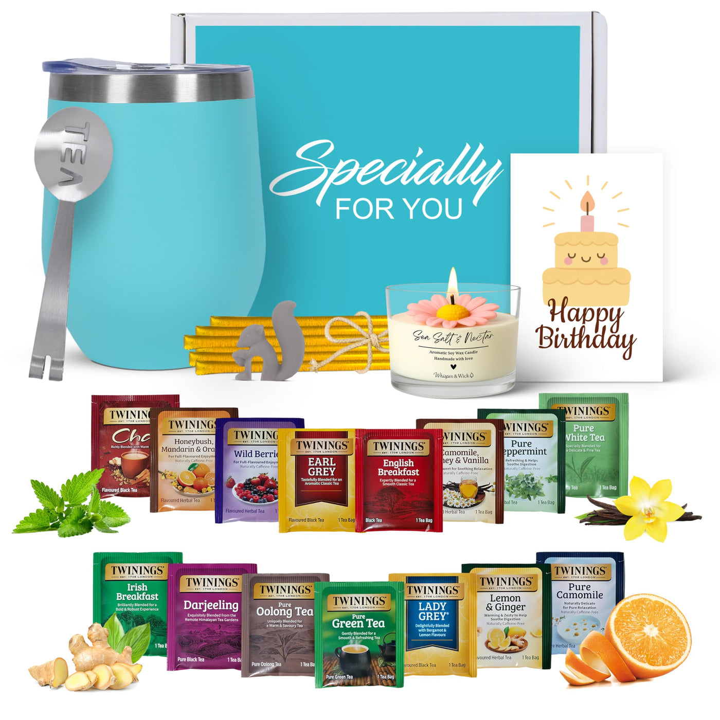 Modern Elegance Tea Tumbler Gift Set for Women, Teal