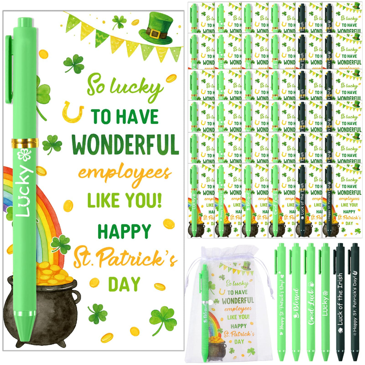 Marspark 30 Set Welcome Back to School Gifts Bulk Ballpoint Pens and Greeting Cards Set with Bags Twist Ties Composition First Day of School Gifts for Teacher Student Classroom Party Favors Supplies