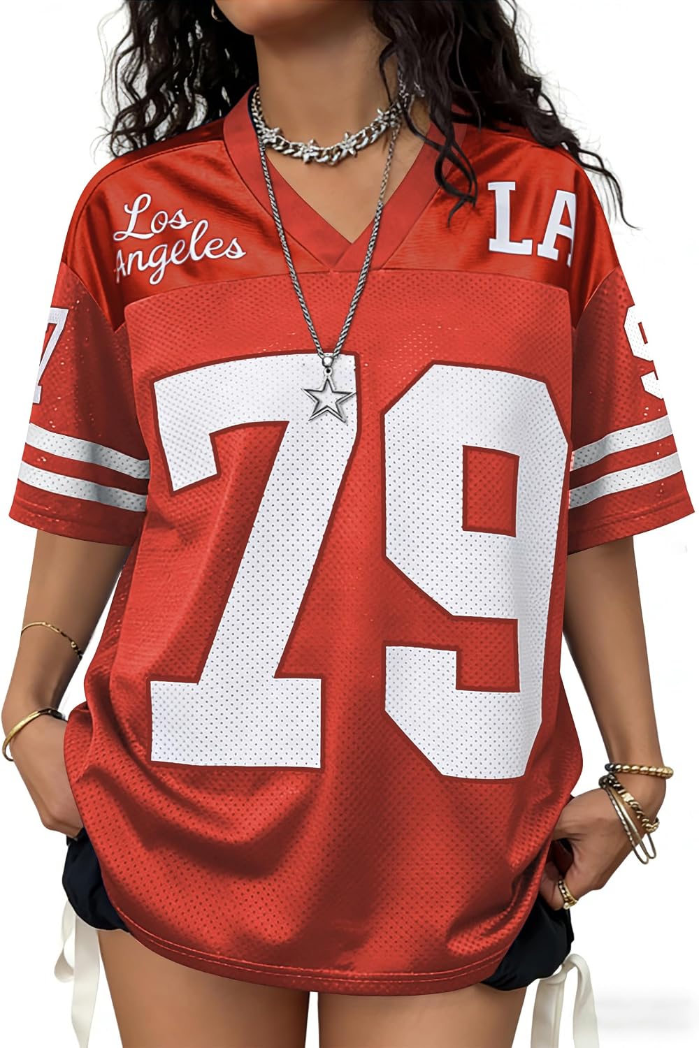 Jersey Shirts for Women Oversized Graphic Tees Men Y2K Tops V Neck Cute Streetwear T Shirt Football Jersey