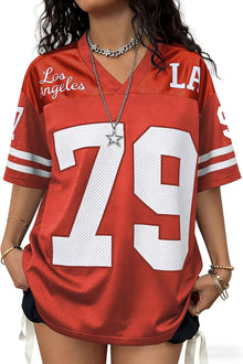 Jersey Shirts for Women Oversized Graphic Tees Men Y2K Tops V Neck Cute Streetwear T Shirt Football Jersey