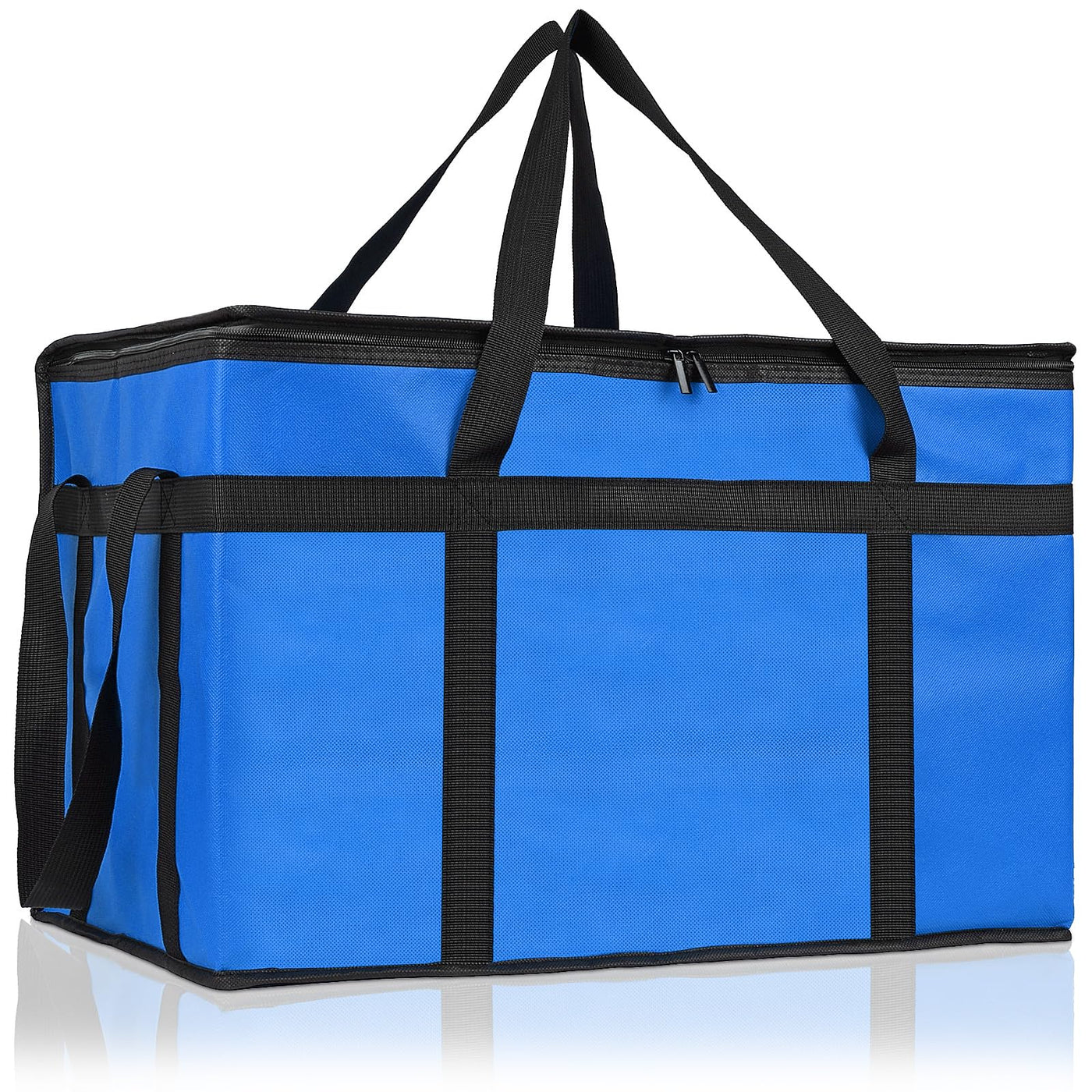 PEASUG Insulated Bags for Food Delivery, XXXL Pizza Delivery Bags, Large Capacity Cooler Bag Keep Food Warm for Grocery Shopping and Catering, Foldable, Heavy-Duty (Black)