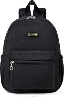 AOTIAN Mini Lightweight 11.8 Inch Backpack Durable Travel Hiking Women and Girls Small Daypack, 7 Liters Black