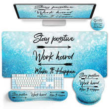 LIMKRIAN Desk Mat Set, Large Gaming Mouse Pad with Wrist Rest, Ergonomic Mouse Pad Keyboard Mat Wrist Support, Cup Coaster, Home Office Desk Accessories Decor Supplies, Funny Black Cat