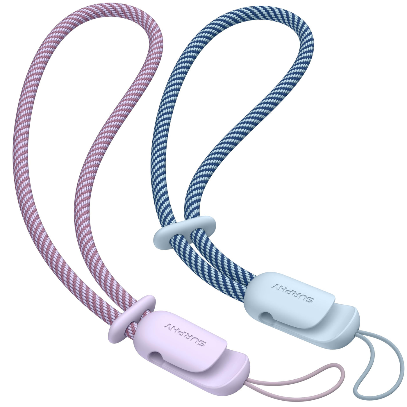 SURPHY 2 Pack Phone Lanyard for Cellphone Case, Phone Wrist Strap for Case, Cellphone Strap with 2-Color Braided, Charm Wrist Lanyard for Women and Men, Pink & Gray