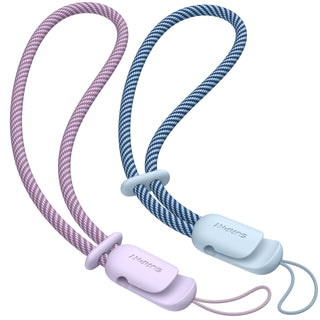 SURPHY 2 Pack Phone Lanyard for Cellphone Case, Phone Wrist Strap for Case, Cellphone Strap with 2-Color Braided, Charm Wrist Lanyard for Women and Men, Pink & Gray