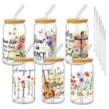 6Pcs Thank You Gifts Glass Cups with Lids and Straws 16oz Employee Appreciation Drinking Glasses Cups Thank You Iced Coffee Cup Tumbler Gifts for Employee Staff Coworkers Teachers Nurse
