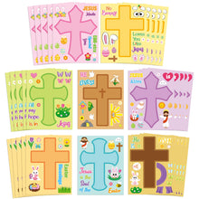 CY2SIDE Mothers Cross Stickers Sheet - 40PCS Make A Best Mom Cross Face Sticker with Heart Flower for Kid, DIY Religious Gift Craft Sticker Game Party Favor for Christian Sunday School Home Project